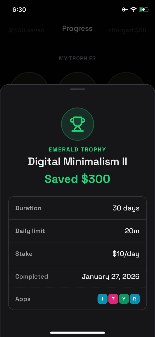 Trophy detail screen