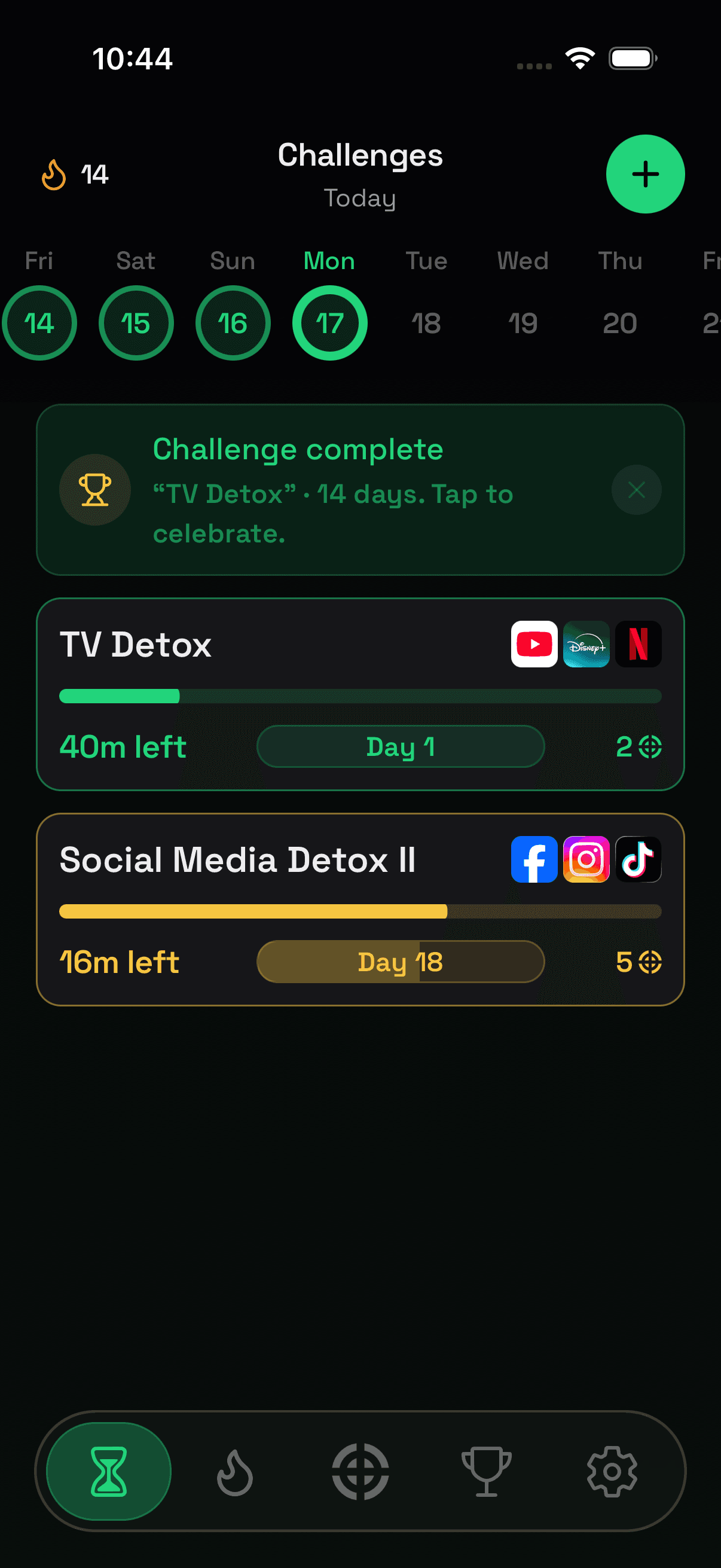 Lock On challenges screen