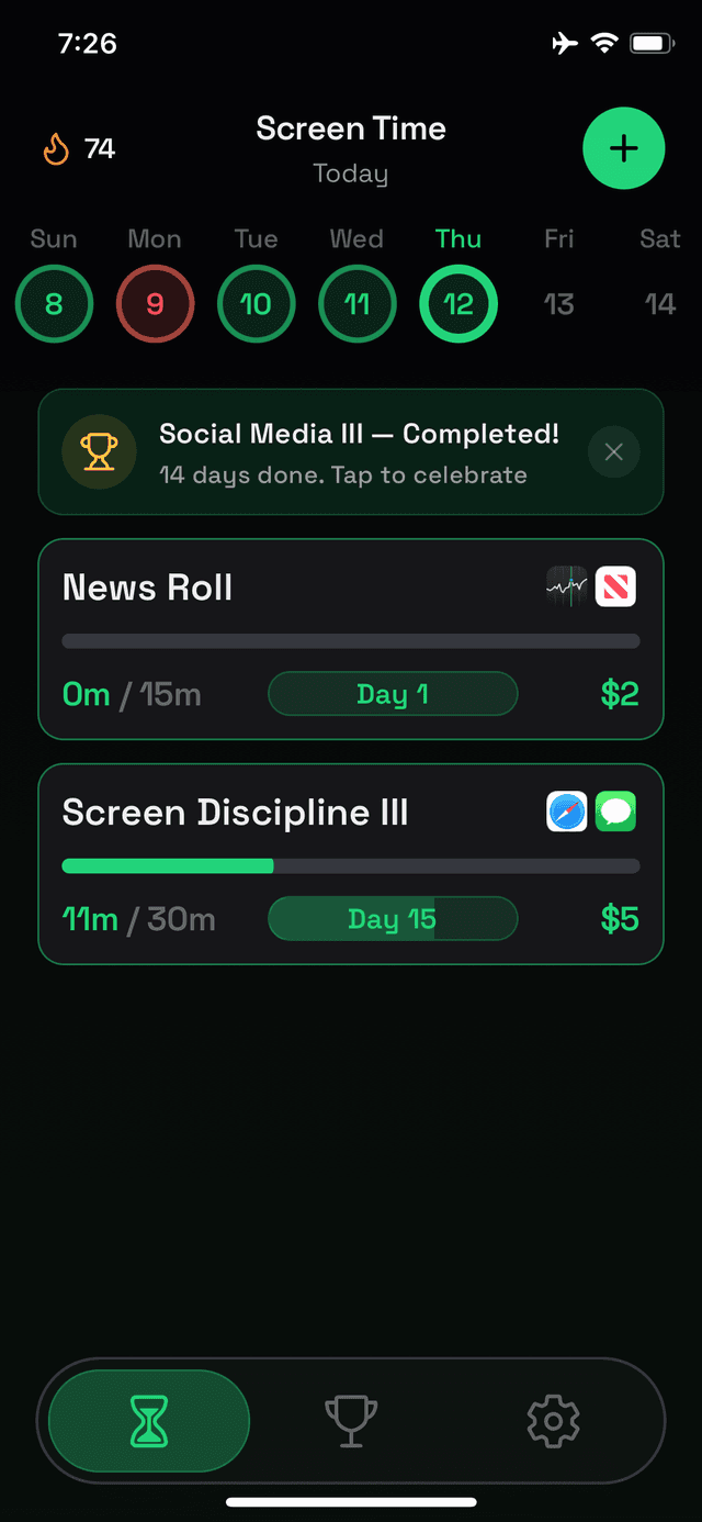 Lock On commitments screen